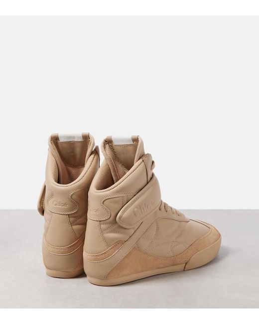 Baskets Kick En Cuir Et Daim Chloé en coloris Natural