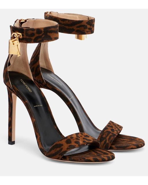 Tom Ford Brown 105 Leopard-Print Leather Sandals