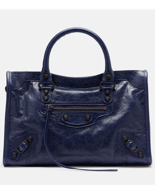 Balenciaga Blue Le City Small Leather Tote Bag