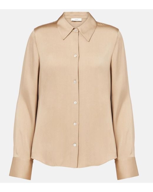 Vince Natural Silk-Blend Satin Shirt