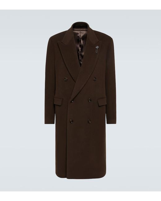 Lardini Brown Double-breasted Wool-blend Coat for men