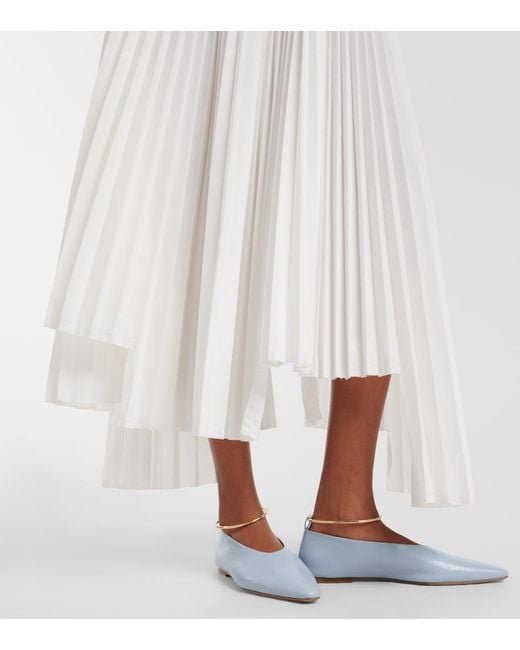Plan C White Plisse Asymmetric Muslin Maxi Skirt