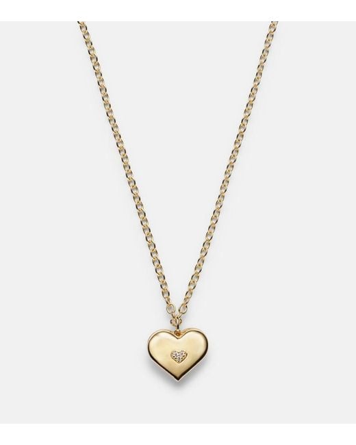 Sydney Evan Metallic Wallpaper Heart 14Kt Pendant Necklace With Diamonds