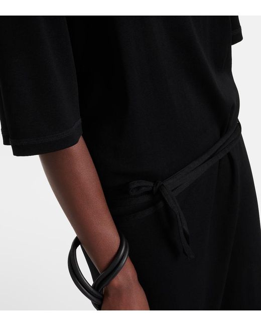 Vestido camisero de algodon acanalado Lemaire de color Black