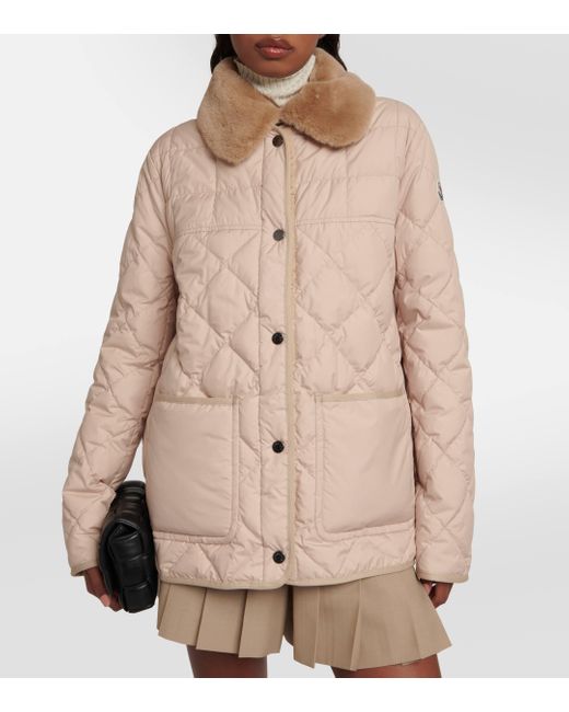 Moncler Brown Cygne Faux Shearling-trimmed Down Jacket