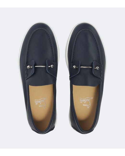 Christian Louboutin Blue Chambeliboat Suede Boat Shoes for men