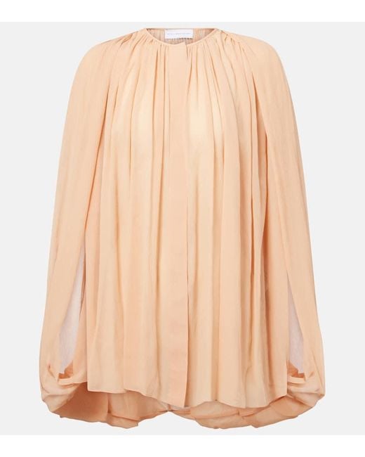 Stella McCartney Natural Draped Silk Chiffon Blouse