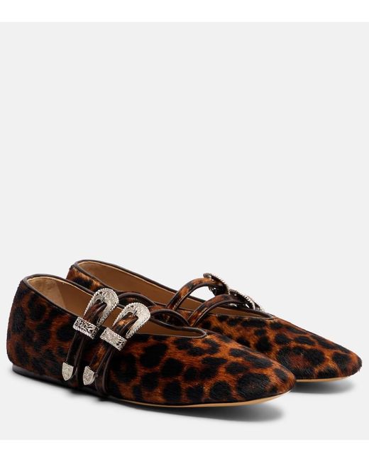 Le Monde Beryl Claudia Calf Hair Mary Jane Flats in Brown | Lyst UK