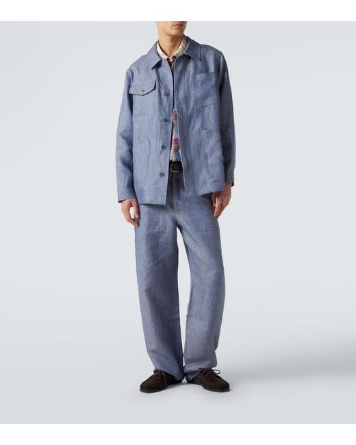 God's True Cashmere Blue Linen Denim Jacket With Carnelian for men