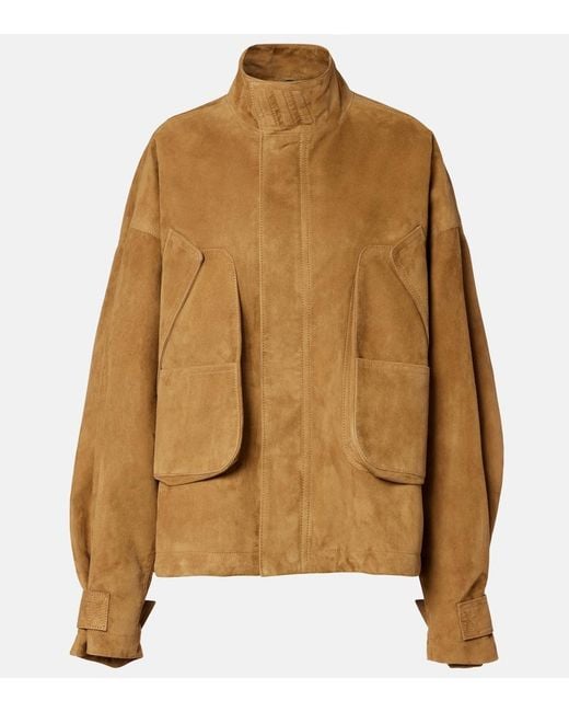 The Attico Brown Suede Bomber Jacket