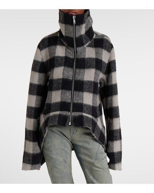 Chaqueta Exploder De Lana Virgen A Cuadros Rick Owens de color Black