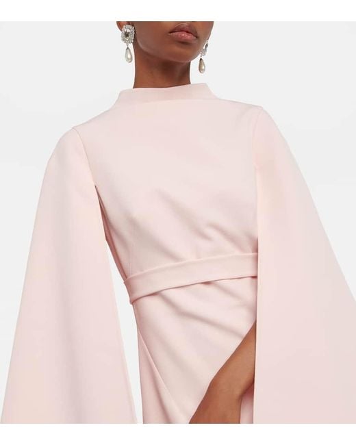 Safiyaa Pink Cape-detail Crepe Gown