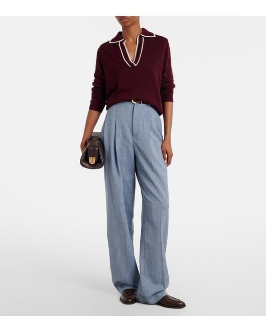 Jardin Des Orangers Red Wool And Cashmere Polo Sweater