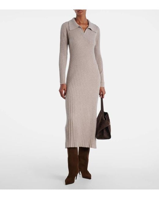 Jardin Des Orangers Natural Knitted Cashmere Polo Dress