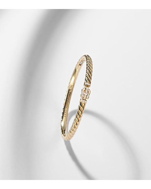 David Yurman Metallic Sculpted Cable Buckle 18Kt Bracelet With Diamonds