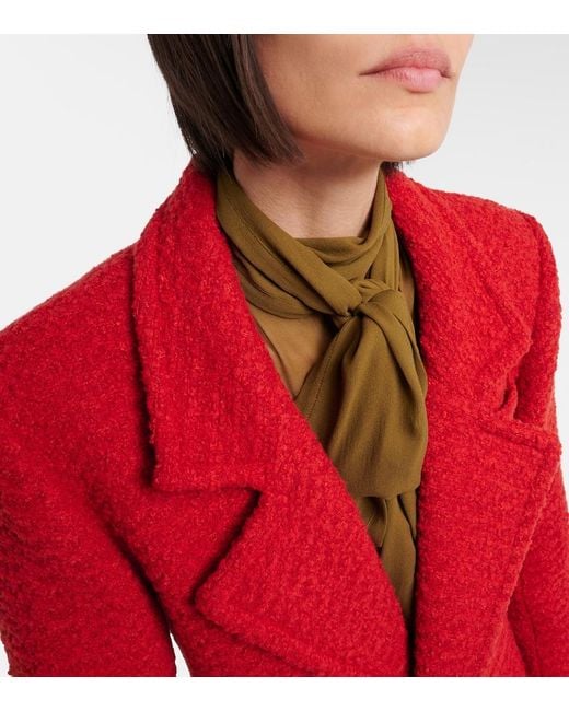 Saint Laurent Red Wool And Silk-Blend Tweed Jacket