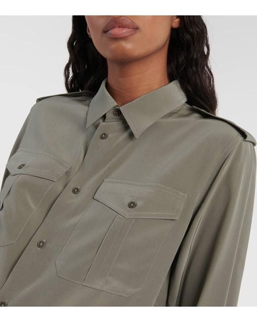 Camicia Jeanette in seta crepe de chine di Nili Lotan in Green