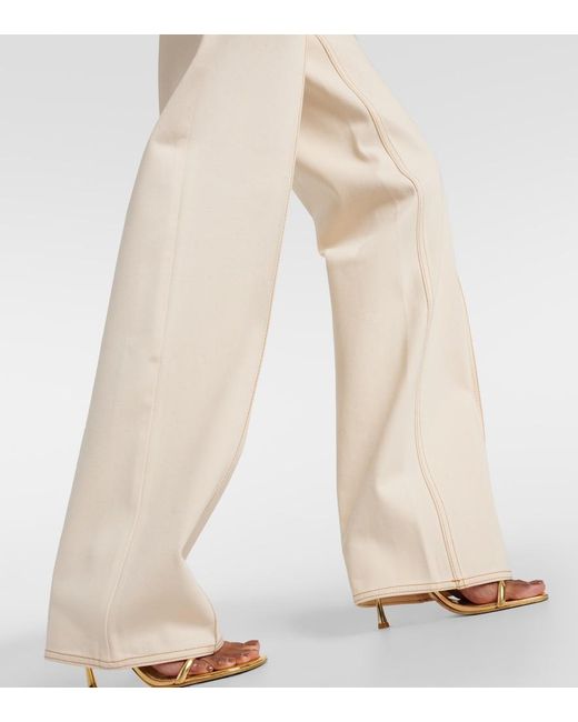 AYA MUSE Natural Tuxis Low-Rise Cotton Wide-Leg Pants