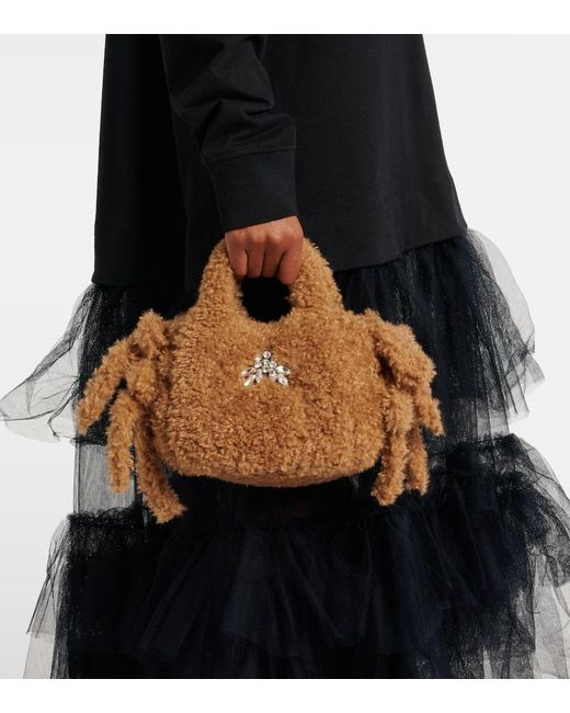 Simone Rocha Brown Teddy Fabric Tote Bag