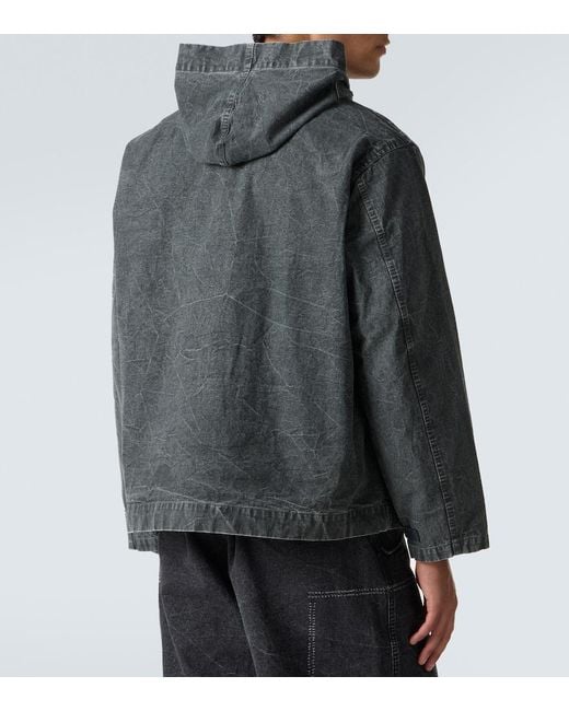 A.PRESSE Black Vintage Hooded Distressed Denim Jacket for men