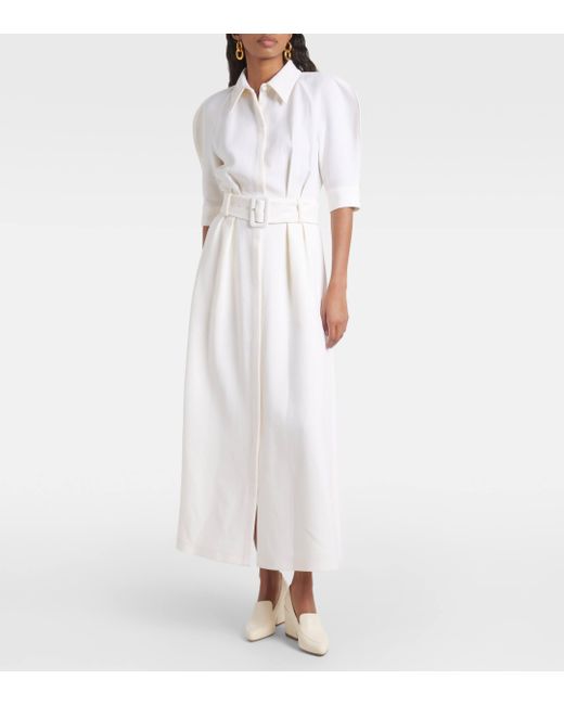 Gabriela Hearst White Angus Virgin Wool Shirt Dress