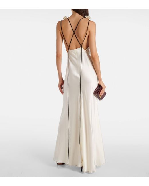 Victoria Beckham White Gathered Open-Back Crepe Satin Gown