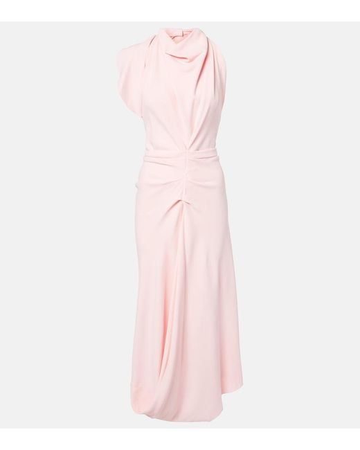 Victoria Beckham Pink Scarf-Detail Open-Back Crepe Dress
