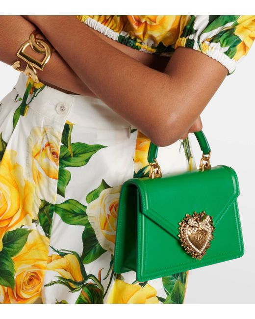 Dolce & Gabbana Green Devotion Small Leather Shoulder Bag