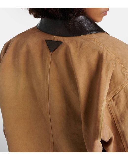 Prada Brown Oversize-Jacke aus Baumwoll-Canvas