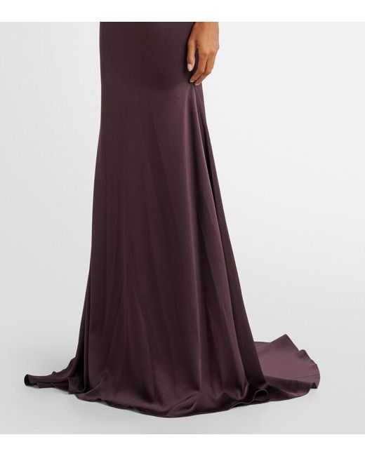 Alex Perry Purple Satin Bustier Maxi Gown