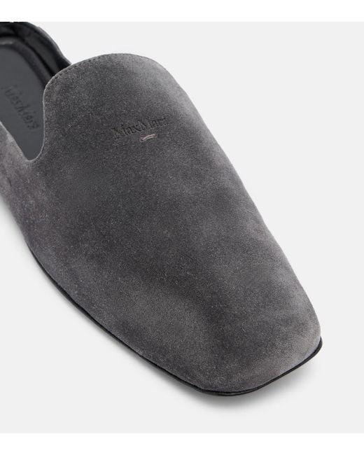 Max Mara Black Logo Suede Mules