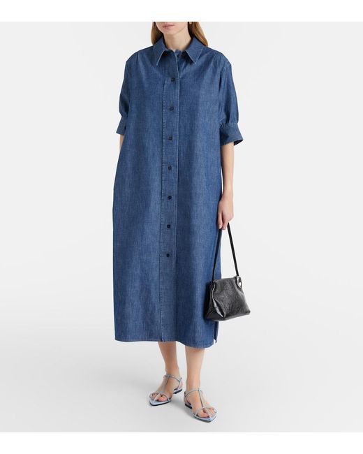 Jil Sander Blue Cotton Chambray Shirt Dress