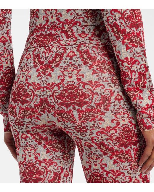 Rabanne Red Paisley Straight Pants