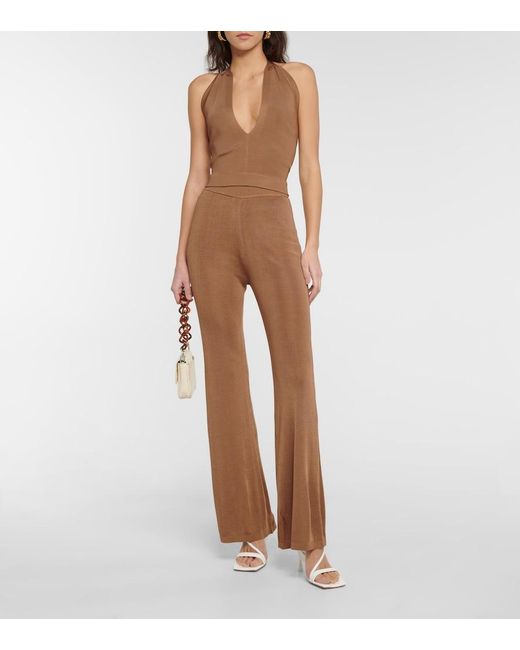 Staud Brown Moonstone High-Rise Flared Pants