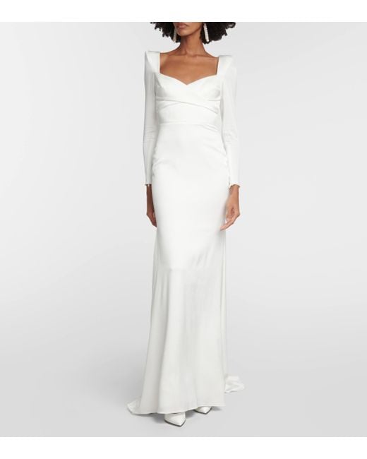 Alex Perry White Satin Crepe Gown
