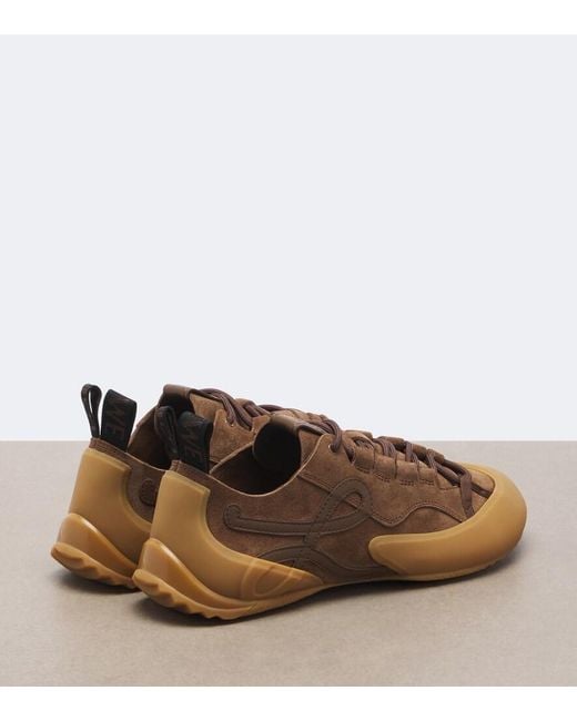 Loewe Brown Grip Anagram Suede Sneakers