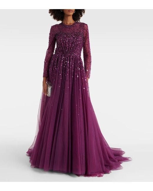 Jenny Packham Purple Verzierte Robe Constantine aus Tuell