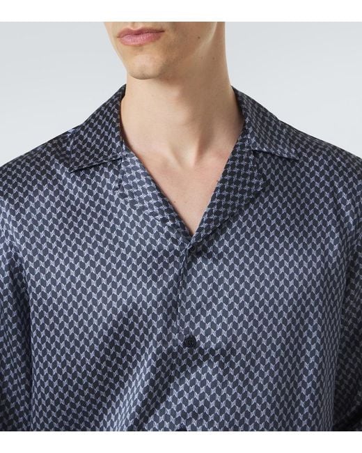 Frescobol Carioca Blue Safra Silk Shirt for men