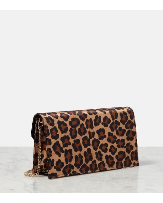 Christian Louboutin Brown Loubi54 Leopard-Print Satin Clutch