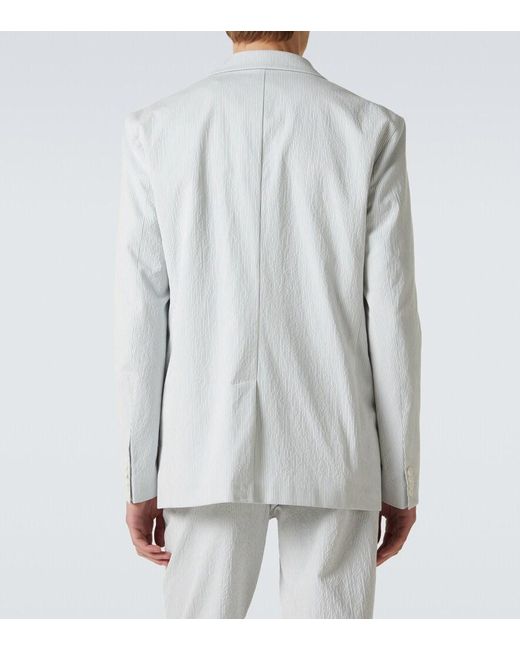 Orlebar Brown White Garret Cotton-Blend Seersucker Blazer for men