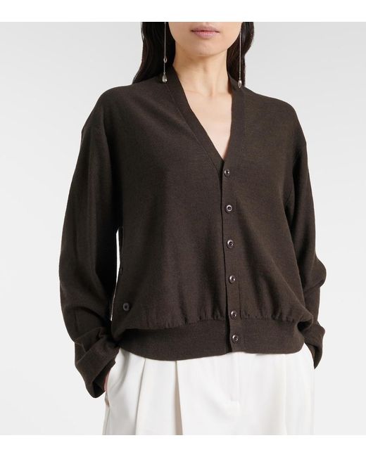 Lemaire Black Twisted Wool-Blend Cardigan