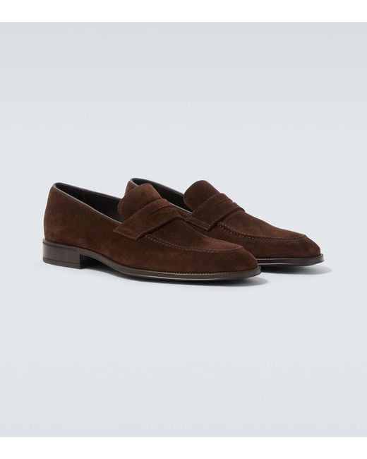 Canali Brown Suede Penny Loafers for men