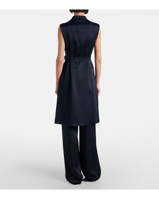 Chaleco Afgano De Saten Con Cinturon Max Mara de color Blue