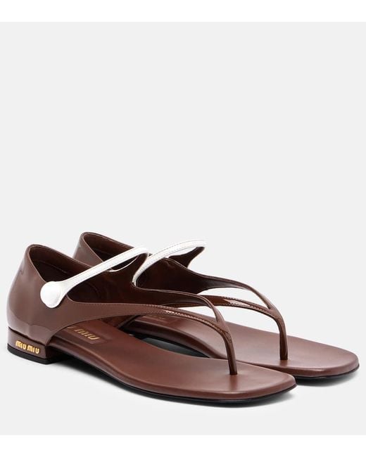 Miu Miu Brown Sandalen Aus Leder