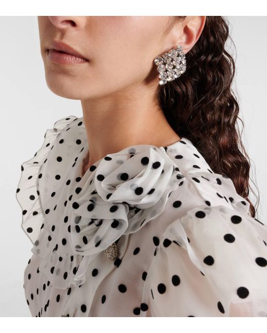 Boucles d'oreilles clip a cristaux Alessandra Rich en coloris White