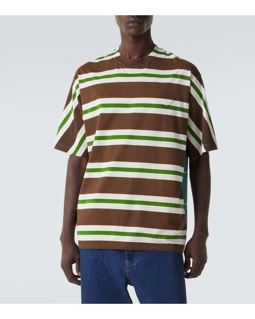 Prada Green Striped Cotton Jersey T-Shirt for men