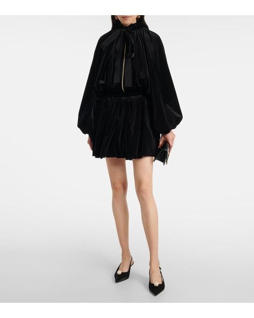 Patou Black Cotton Velvet Miniskirt