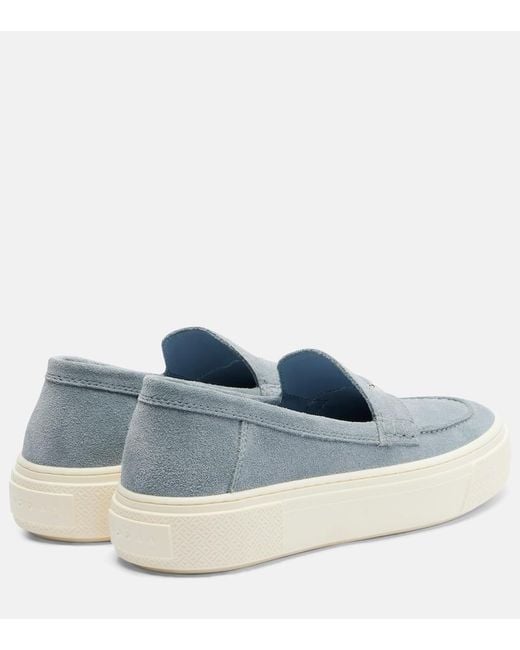 Hogan Blue H705 Suede Platform Loafers