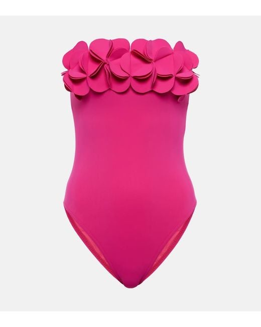 Costume intero Tess con applicazioni floreali di Karla Colletto in Pink
