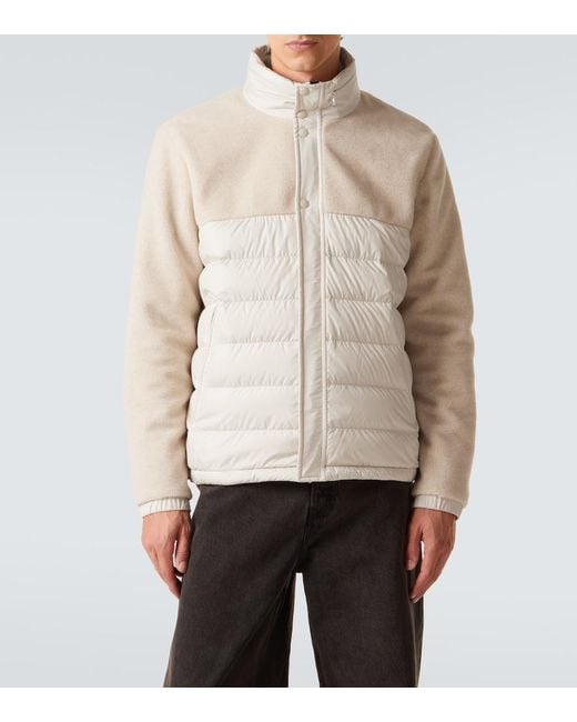 Moncler White Mistral Fleece-Paneled Down Jacket for men